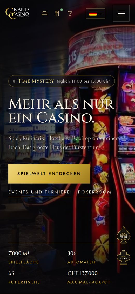 Website Grand Casino Liechtenstein auf dem Smartphone