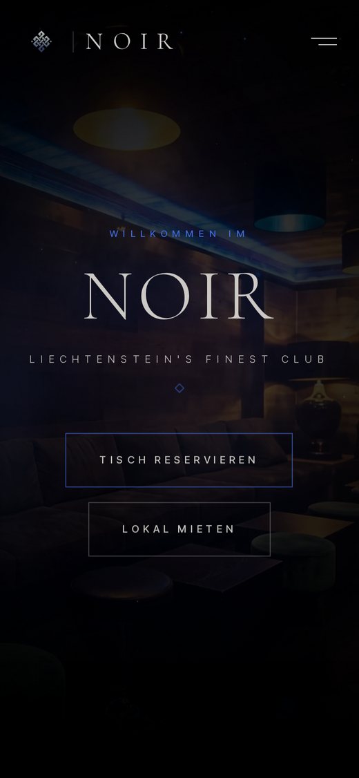 NOIR Club website on a smartphone
